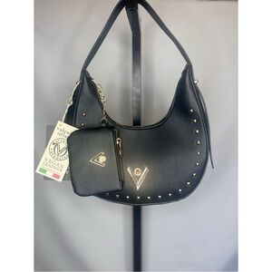 Valentino Orlando Black Studded Leather Hobo Bag
